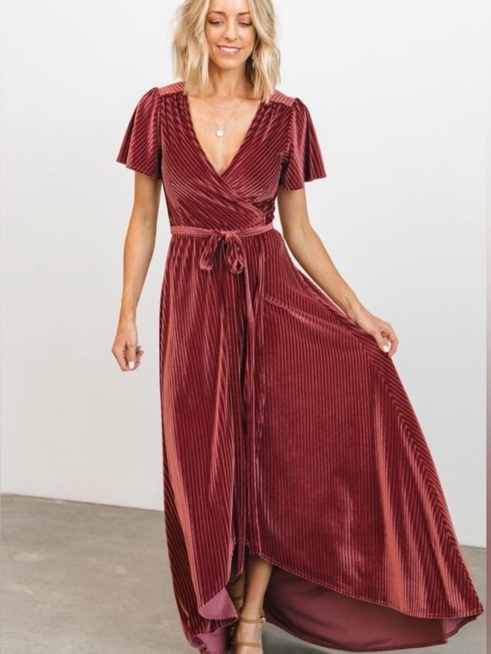 Baltic Born Andi ribbed velvet maxi dress